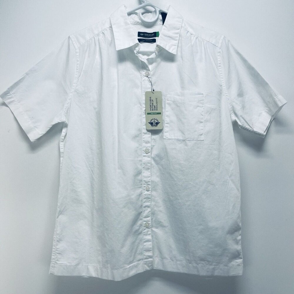 Dockers Shirt Size S Womens Regular Short Sleeve Button Up Regular Fit White New